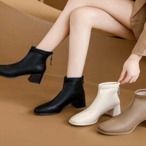 Red dragonfly genuine leather short boots for women