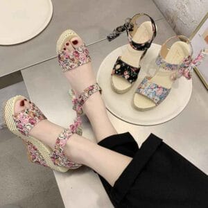 Bowknot floral sandals for women